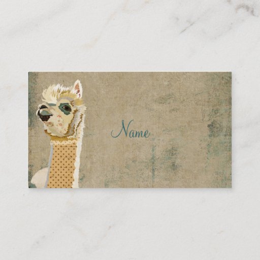 Customizable Vintage Alpaca Blue Business Card