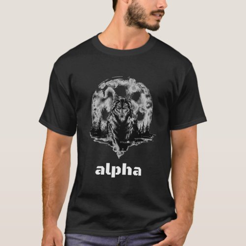 Vintage Alpha Wolf Original Graphic Design Novelty T_Shirt