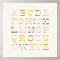 Vintage Alphabet in Pastel Colors