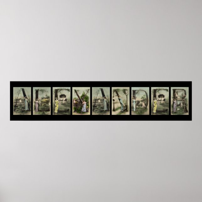 Vintage Alphabet Letter Name Art Poster (Front)