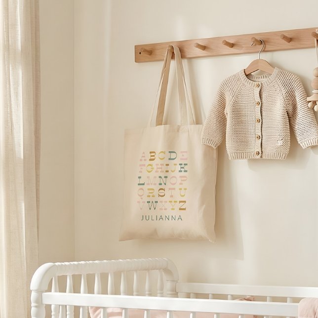 Vintage Alphabet Letters in Pastel Personalized  Tote Bag (Creator Uploaded)