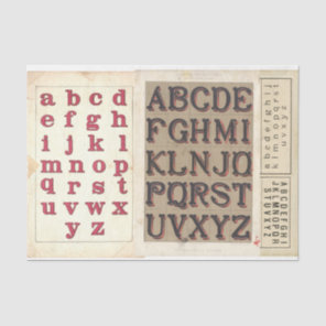 Vintage Alphabet Typography Decoupage Collage Tissue Paper