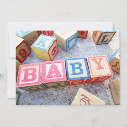 Vintage Alphabet Wooden Baby Word Building Blocks Invitation