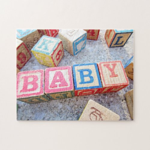 Vintage Alphabet Wooden Word Baby Building Blocks Jigsaw Puzzle