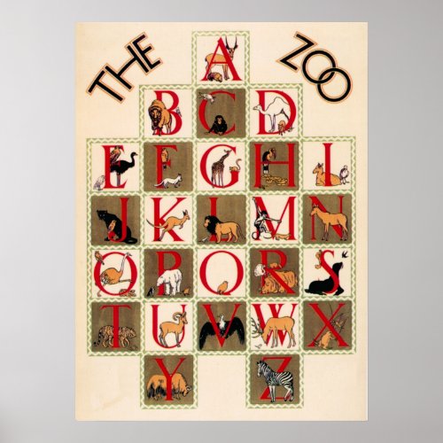 Vintage Alphabet Zoo Poster