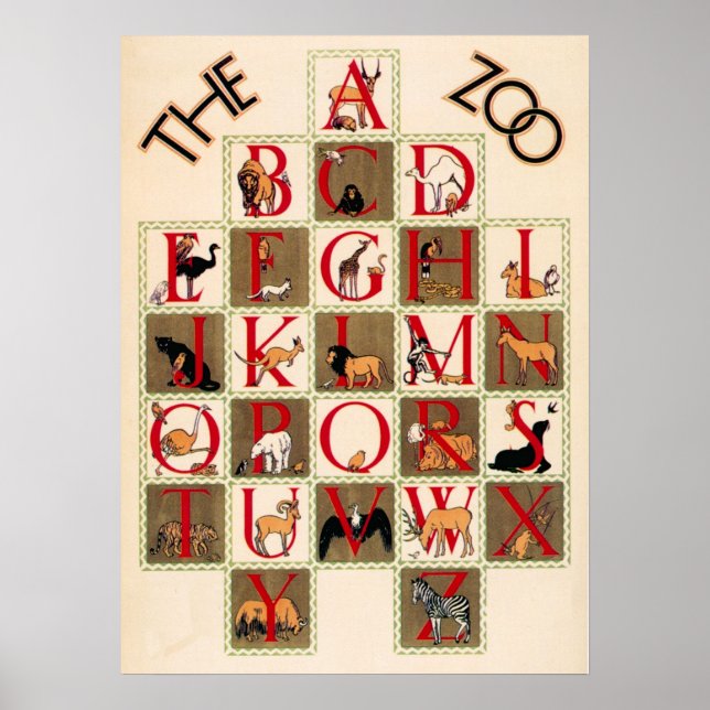 Vintage Alphabet Zoo Poster (Front)