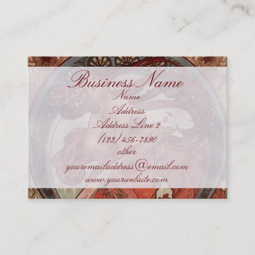 Customizable Vintage Alphones Mucha Dance Business Cards