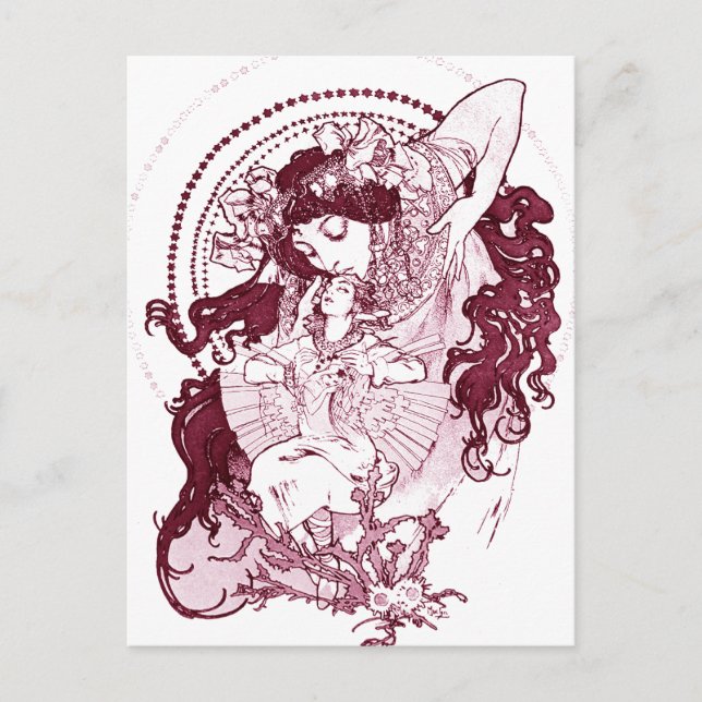 Vintage Alphonose Mucha Art Postcard (Front)