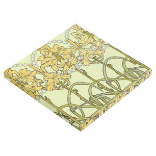 Vintage Alphonse Mucha Art Nouveau Lily Pattern