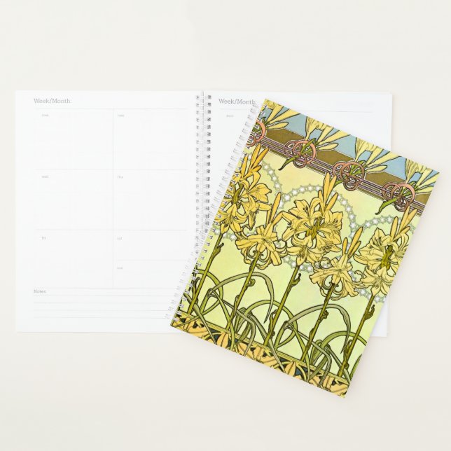 Vintage Alphonse Mucha Art Nouveau Lily Pattern Planner (Display)