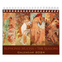 Vintage Alphonse Mucha The Seasons Art Nouveau Calendar