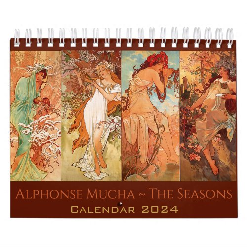 Vintage Alphonse Mucha The Seasons Art Nouveau Calendar