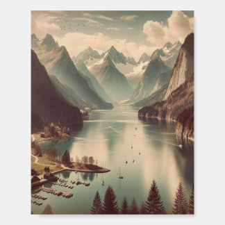 Vintage Alpine Lake View – Scenic Foam Board Wall