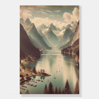 Vintage Alpine Lake View – Scenic Foam Board Wall