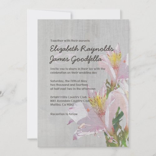 Vintage Alstroemeria Wedding Invitations