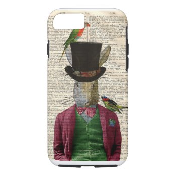 Vintage Altered Art Rabbit Book Page Iphone 7 Case by gidget26 at Zazzle