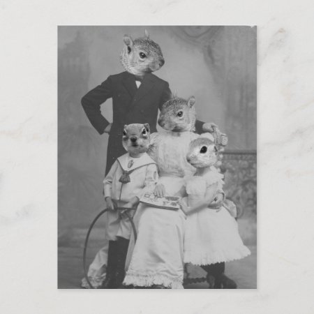 Vintage Altered Art Squirrel Family Postcard