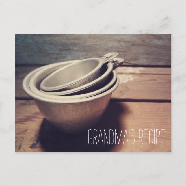 Vintage Aluminum Measuring Cups Recipe Card (Front)