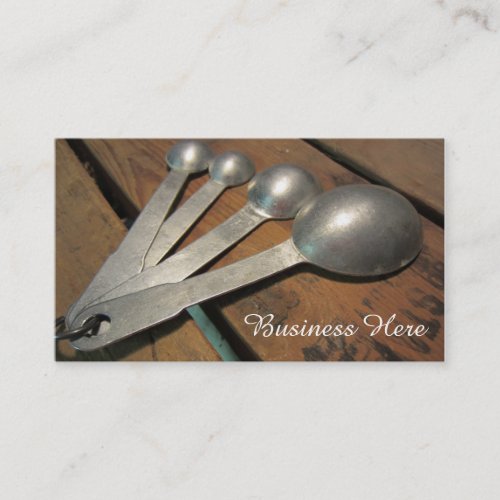 Vintage Aluminum Measuring Spoons Retro Inspired Business Card