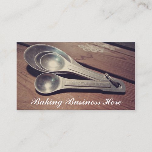 Vintage Aluminum Measuring Spoons Retro Inspired Business Card