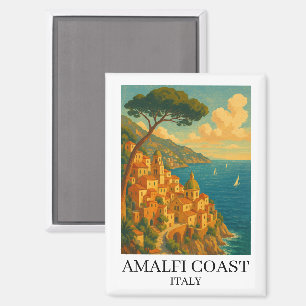 Vintage Amalfi Coast Italy Illustration Magnet