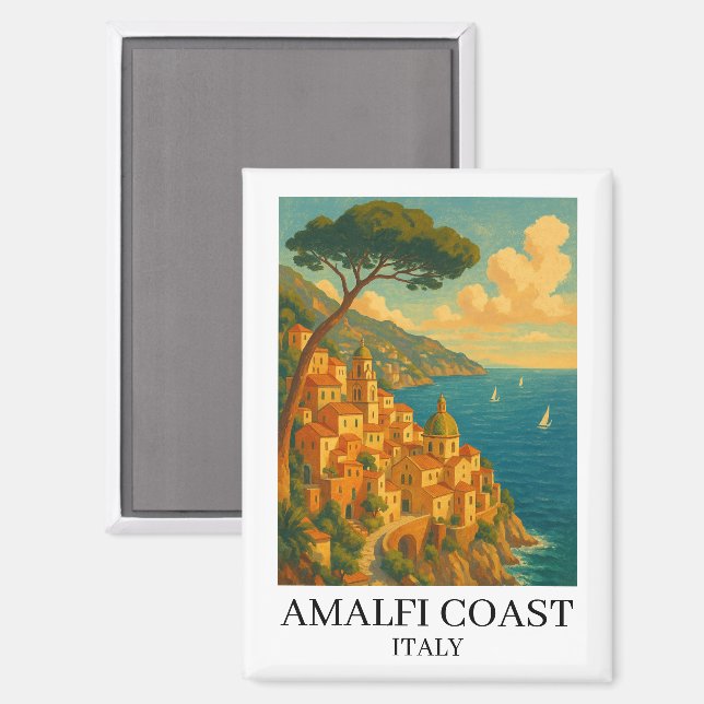Vintage Amalfi Coast Italy Illustration Magnet (Front/Back)