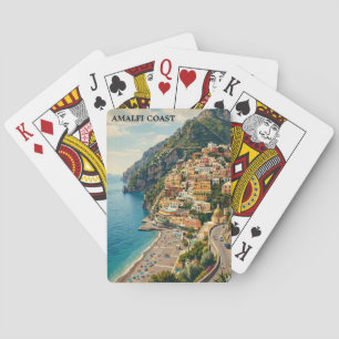 Vintage Amalfi Coast Italy Retro Travel Poker Cards
