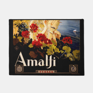 Vintage Amalfi Italia Travel Graphic Poster Art Doormat