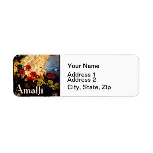 Vintage Amalfi Italia Travel Graphic Poster Art Label