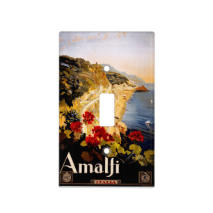 Vintage Amalfi Italia Travel Graphic Poster Art Light Switch Cover