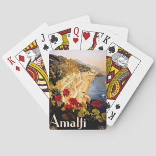 Vintage Amalfi Italia Travel Graphic Poster Art Poker Cards