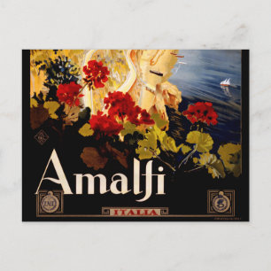 Vintage Amalfi Italia Travel Graphic Poster Art Postcard