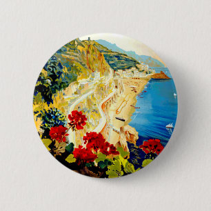 Vintage Amalfi Italy Europe Travel Button