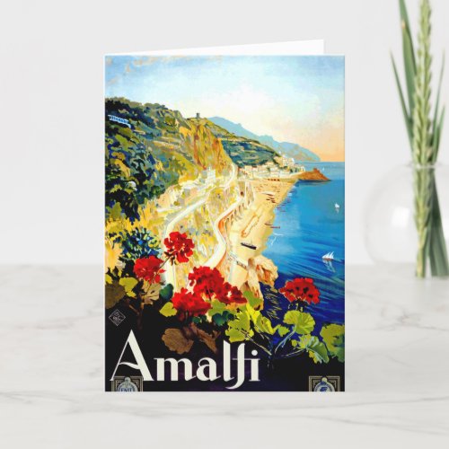 Vintage Amalfi Italy Europe Travel Holiday Card
