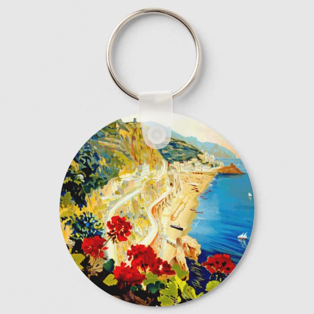 Vintage Amalfi Italy Europe Travel Keychain (Front)