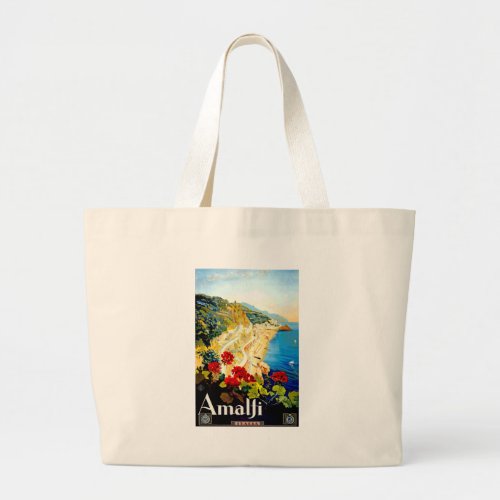 Vintage Amalfi Italy Europe Travel Large Tote Bag