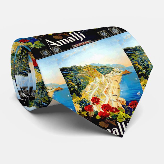 Vintage Amalfi Italy Europe Travel Neck Tie (Rolled)