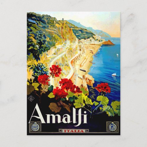 Vintage Amalfi Italy Europe Travel Postcard