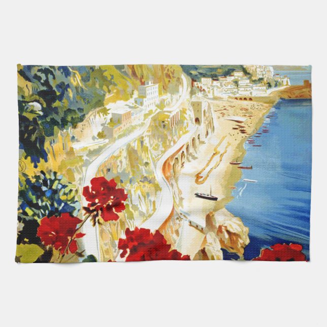 Vintage Amalfi Italy Europe Travel Towel (Horizontal)