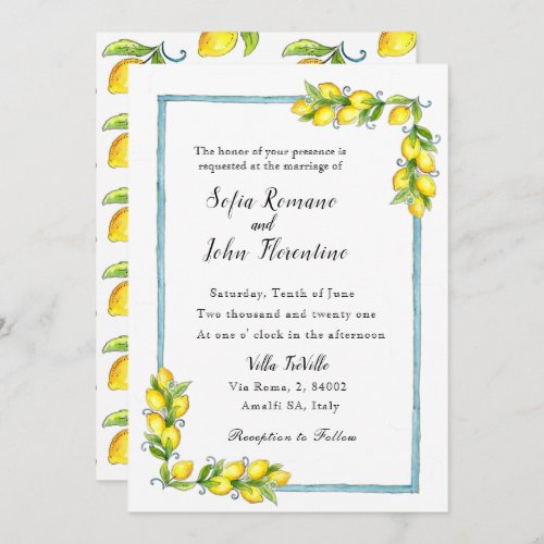 Vintage Amalfi Lemon wedding announcement