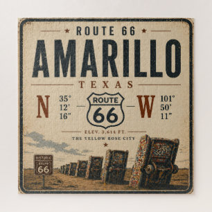 Vintage Amarillo Route 66 Road Trip Jigsaw Puzzle