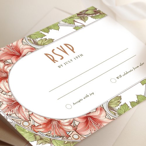 Vintage Amaryllis Art for RSVP Nouveau Weddings Invitation