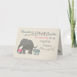 Vintage Amazing Elephant Happy Anniversary Card