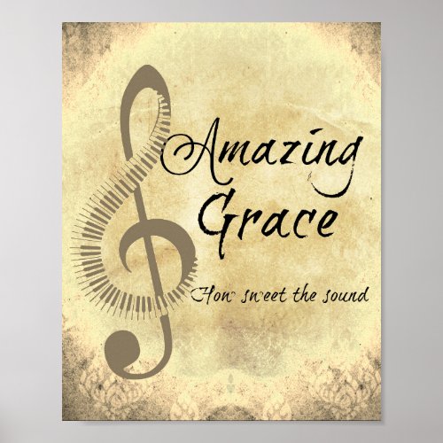 Vintage Amazing Grace How Sweet the Sound Poster