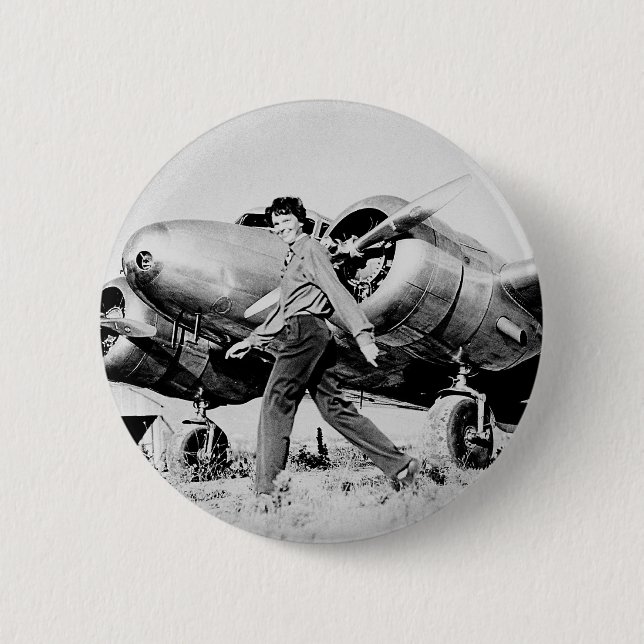 Vintage Amelia Earhart  Photo Button (Front)