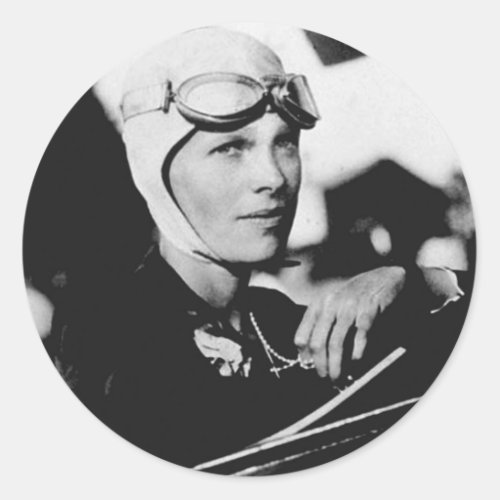 Vintage Amelia Earhart Photo Classic Round Sticker