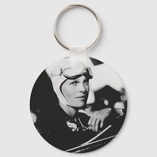 Vintage Amelia Earhart Photo Keychain