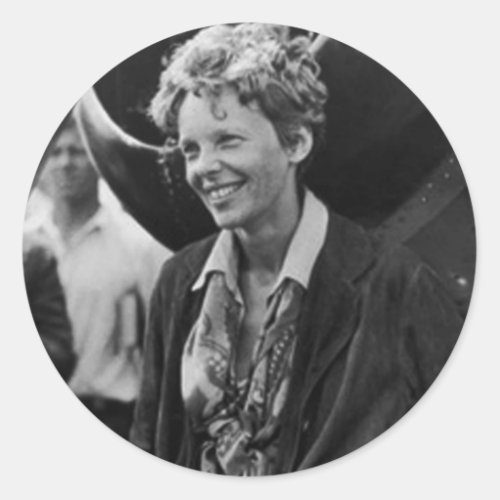 Vintage Amelia Earhart Photo Portrait Classic Round Sticker