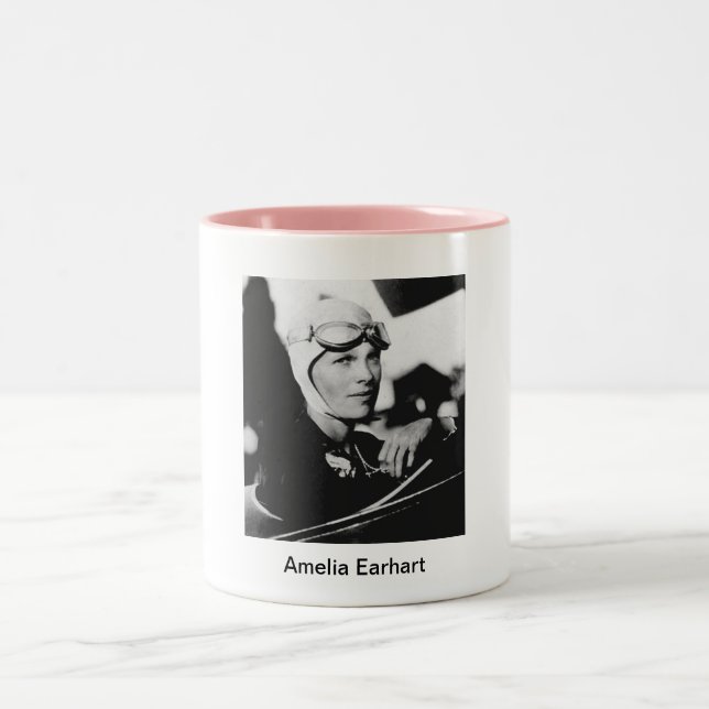 Vintage Amelia Earhart Photo Two-Tone Coffee Mug (Center)
