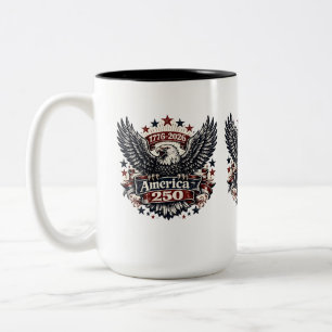 Vintage America 250 Bald Eagle 1776-2026 Patriotic Two-Tone Coffee Mug